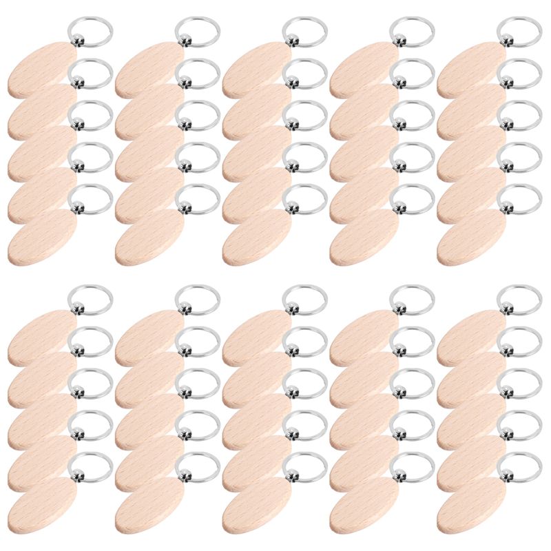 AT05-1Set Wooden Keychain Oval - Wood Ring Blank ulasan dan harga