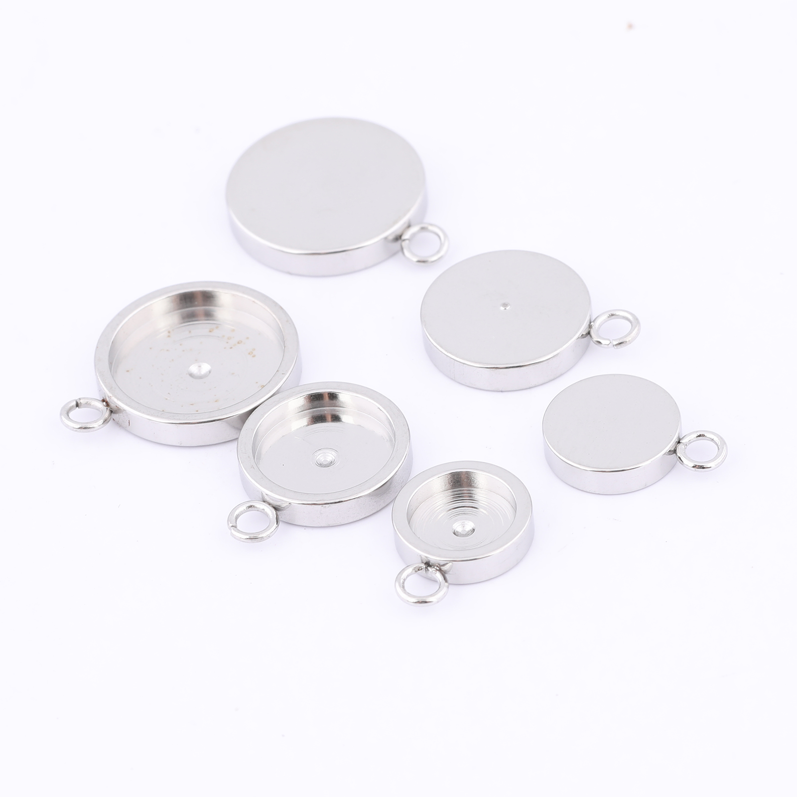 20pcs Stainless Steel 6mm 8mm  - Bezels Set Pendant ulasan dan harga